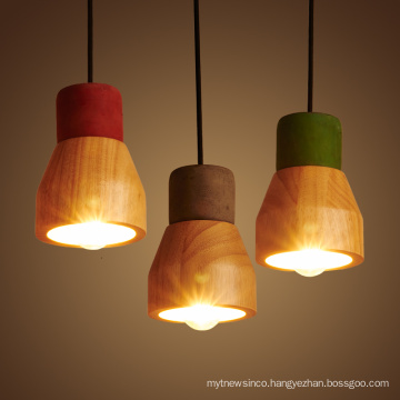 Modern Europe Concrete Cement Solid Wood Chandelier Pendant Lamp